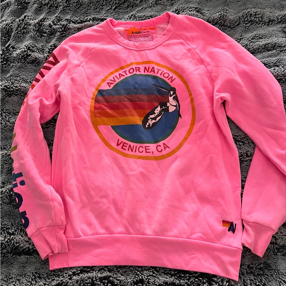 Aviator Nation Vibrant Pink Crewneck